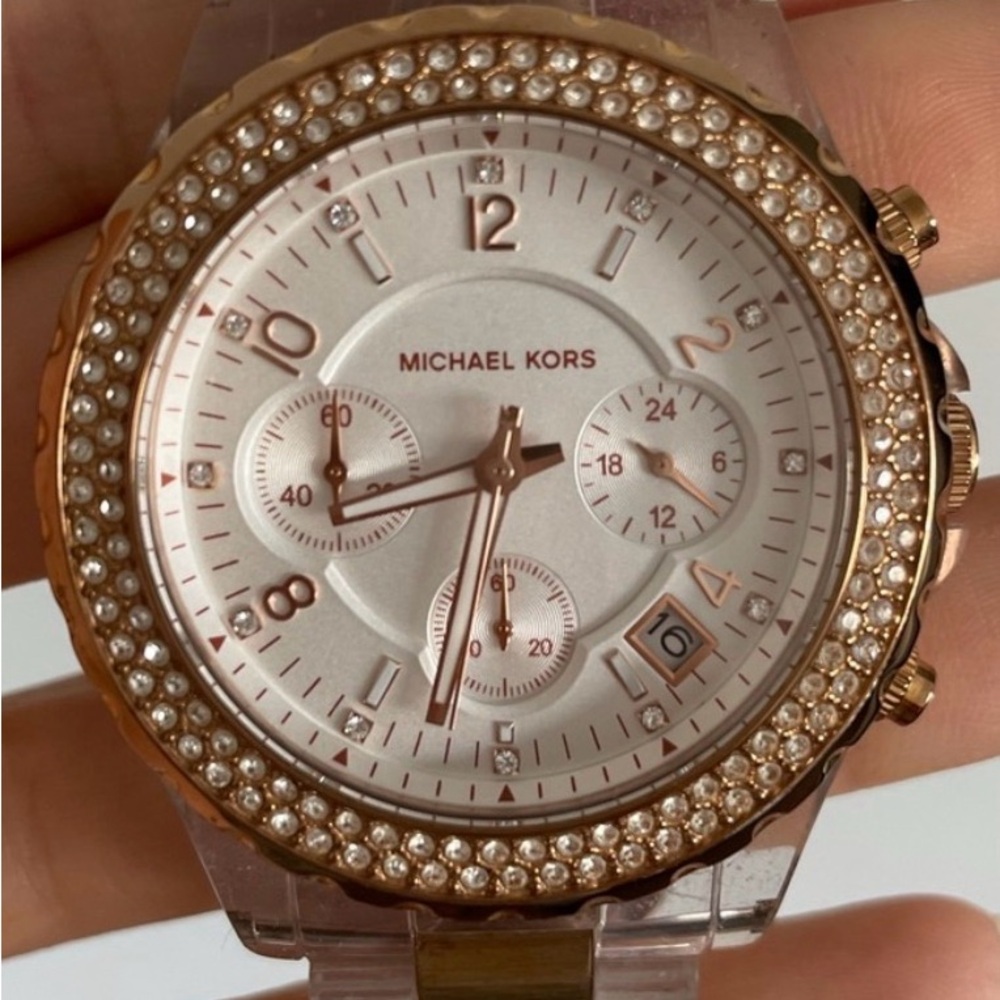 Michael Kors Crystal-Embellished Rose Gold Watch